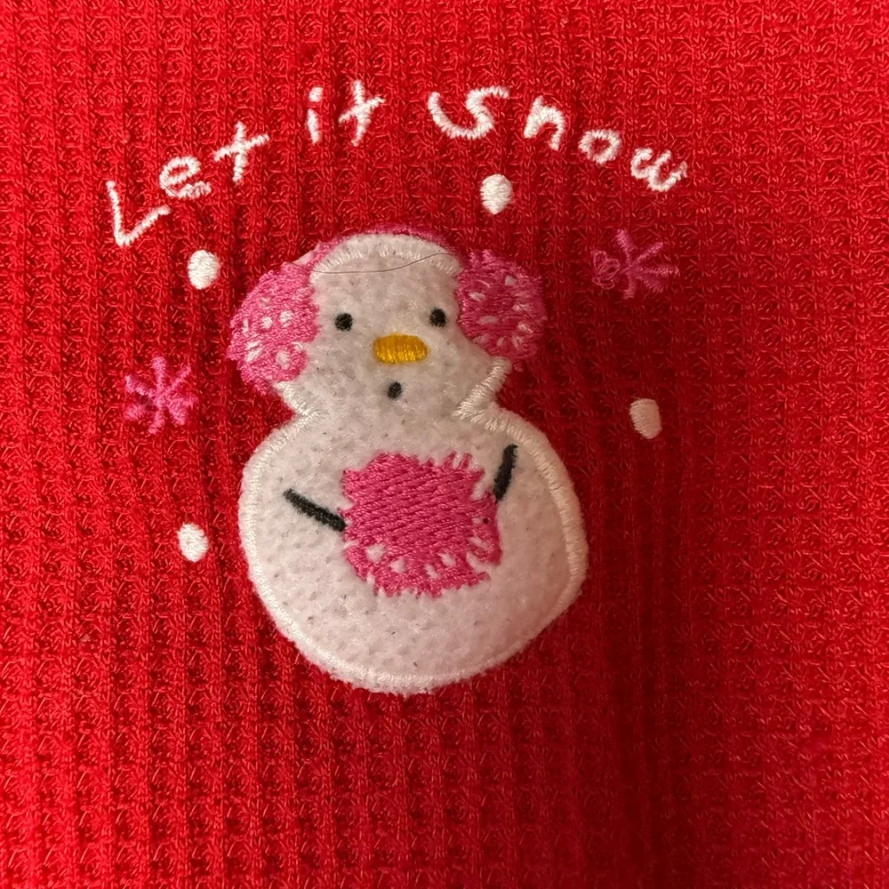 Vintage Carters Girls Small 4 /‎ 5 Red Thermal Nightgown Night Shirt Snowman 90s